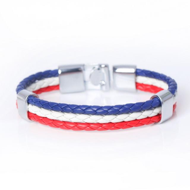 Unisex France Flag Leather Bracelet - Zodeys