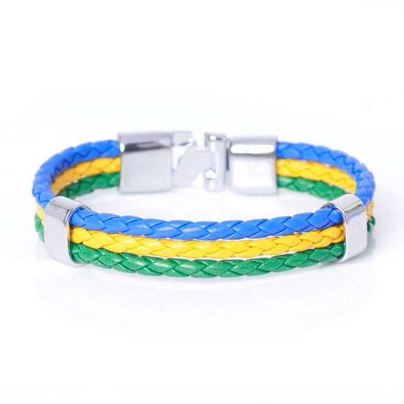 Unisex Brazil Flag Leather Bracelet - Zodeys