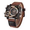 Suede Brown & Rose Gold Triple-Face Watch