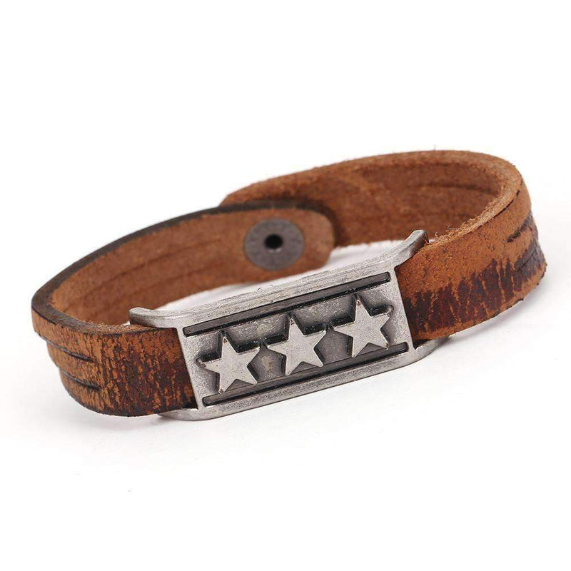 Triple Star Genuine Leather Bracelet - Zodeys