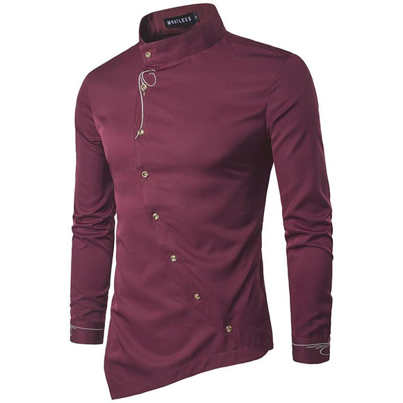 Men's Oblique Button-Up Casual Shirt - Zodeys