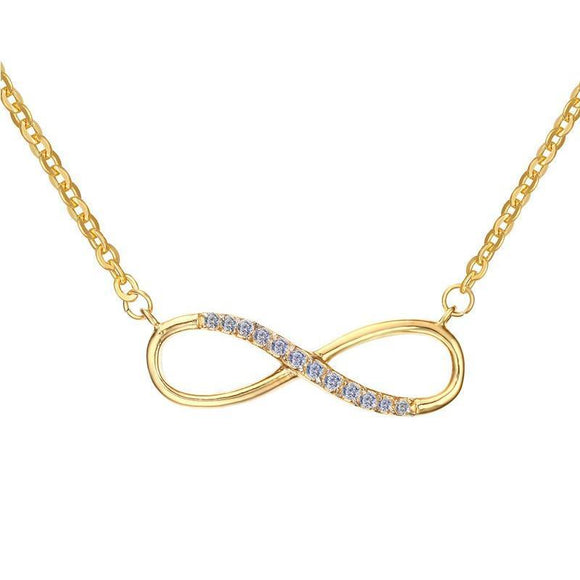 Gold Rhinestone Paved Infinity Charm Necklace - Zodeys