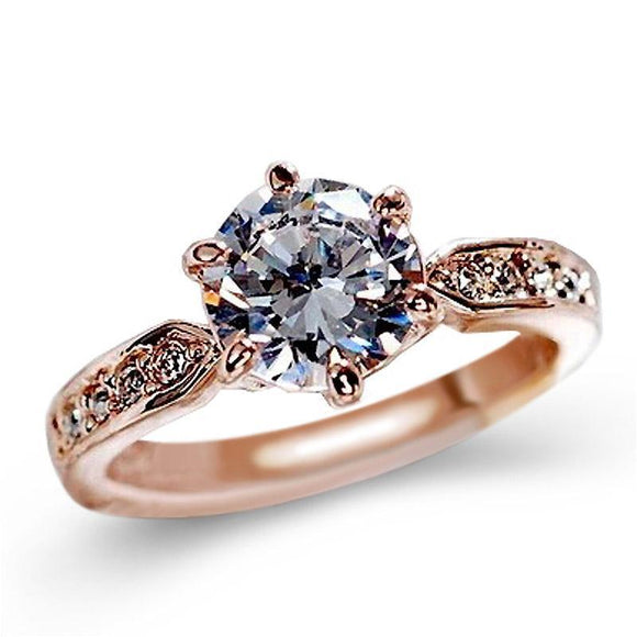 1.75ct Polished Austrian Crystal Rose Gold Ring - Zodeys