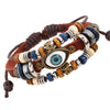 Evil Eye Charm Leather Bracelet