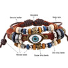 Evil Eye Charm Leather Bracelet