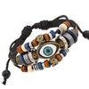 Evil Eye Charm Leather Bracelet