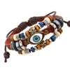 Evil Eye Charm Leather Bracelet