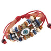 Evil Eye Charm Leather Bracelet