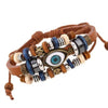 Evil Eye Charm Leather Bracelet