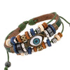 Evil Eye Charm Leather Bracelet