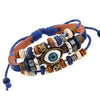 Evil Eye Charm Leather Bracelet