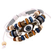 Evil Eye Charm Leather Bracelet
