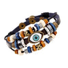Evil Eye Charm Leather Bracelet