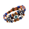 Evil Eye Charm Leather Bracelet