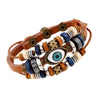 Evil Eye Charm Leather Bracelet
