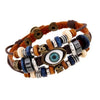 Evil Eye Charm Leather Bracelet