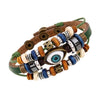 Evil Eye Charm Leather Bracelet