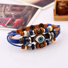 Evil Eye Charm Leather Bracelet