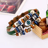 Evil Eye Charm Leather Bracelet
