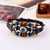 Evil Eye Charm Leather Bracelet