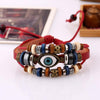 Evil Eye Charm Leather Bracelet