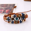 Evil Eye Charm Leather Bracelet