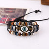 Evil Eye Charm Leather Bracelet
