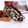 Evil Eye Charm Leather Bracelet