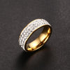 Triple-Row Micro Pavé Crystal Stainless Steel Ring - Zodeys