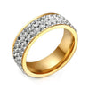Triple-Row Micro Pavé Crystal Stainless Steel Ring - Zodeys