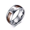 Silver Tungsten Band with Wooden Inlay