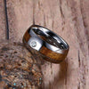 Silver Tungsten Band with Wooden Inlay