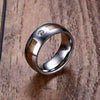 Silver Tungsten Band with Wooden Inlay
