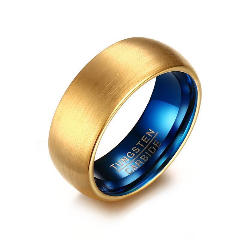 Dome Brushed Aqua Gold Tungsten Ring - Zodeys