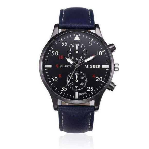 MiGeer Space Black Bowery Analog Leather Watch
