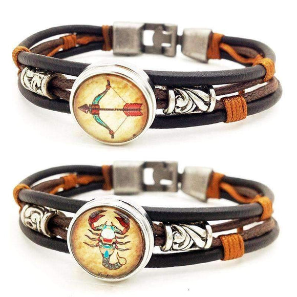 Hazel Copper & Sanded Leather Zodiac Bracelet - Zodeys