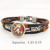 Hazel Copper & Sanded Leather Zodiac Bracelet - Zodeys