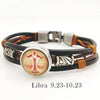 Hazel Copper & Sanded Leather Zodiac Bracelet - Zodeys