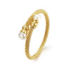 Golden Pearly Gates Twisted Singapore Chain Bangle - Zodeys