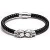 Siamese Skull Head Genuine Leather Bracelet