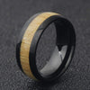 Mahogany Wood Inlay Steel Ring - Zodeys