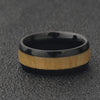 Mahogany Wood Inlay Steel Ring - Zodeys