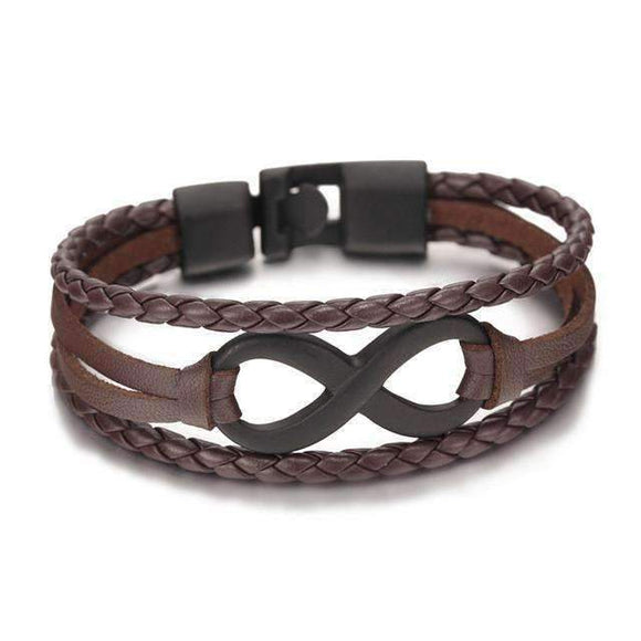Infinity Leather Chain Bangle Bracelet - Zodeys