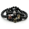 Matte Onyx Natural Stone Roman Warrior Helmet Men's Bracelet - Zodeys