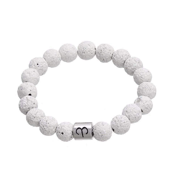 White Lava Stone Zodiac Charm Bracelet - Zodeys