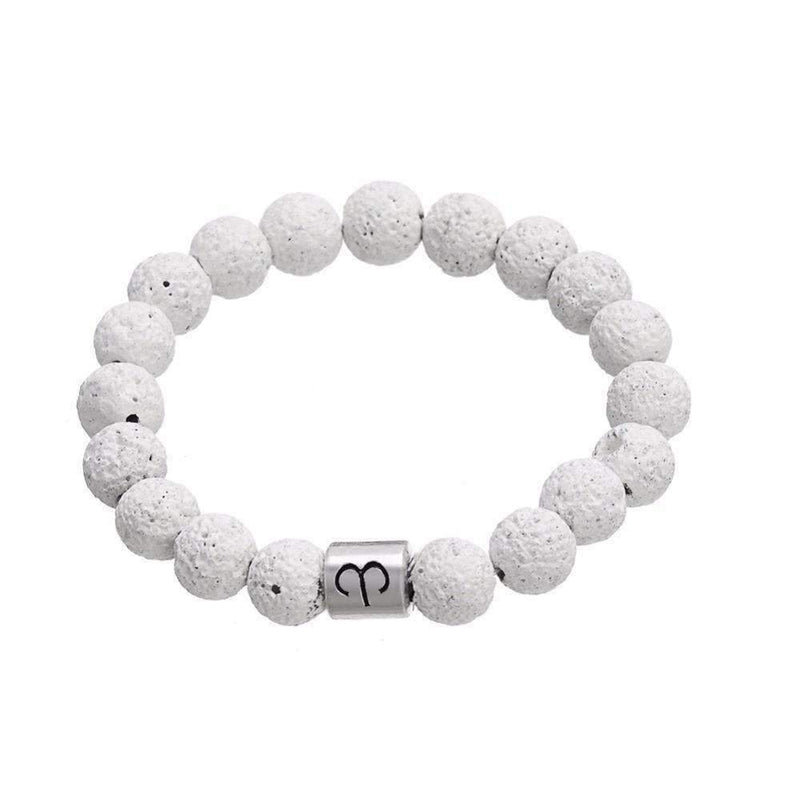 White Lava Stone Zodiac Charm Bracelet - Zodeys