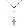 Hamsa Fatima Black Beaded Necklace - Zodeys