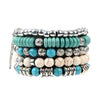 Varado Turquoise Natural Stone Silver Buddha Multi-Layered Bracelet - Zodeys