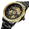Matte Black Stainless Steel Mechanical Skeleton Watch - Zodeys