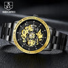 Matte Black Stainless Steel Mechanical Skeleton Watch - Zodeys